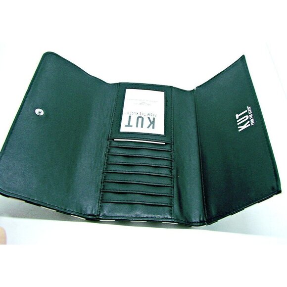 Kut From The Kloth Striped Slim Vegan Tri-fold Wallet Snap Closure NWOT - Picture 3 of 11